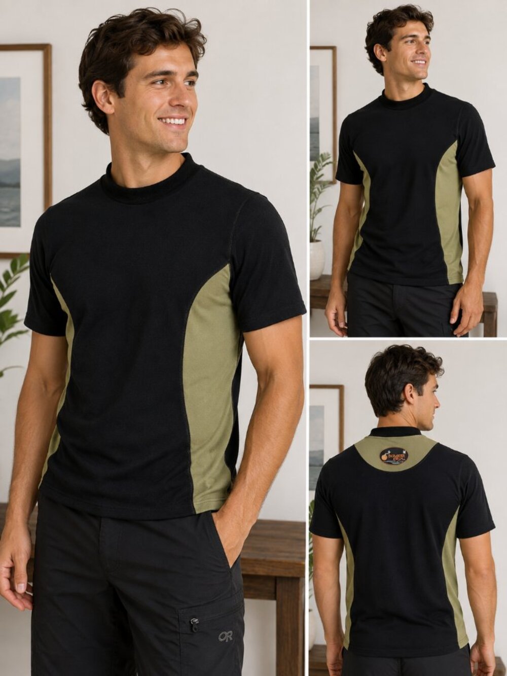 Vintage Bomber Gear Polartec Short Sleeve Paddling Shirt Size M Black Olive
